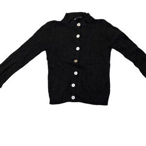 Vintage 1940s-1950s Black Long Sleeve Cardigan Knit Fall Winter Sweater